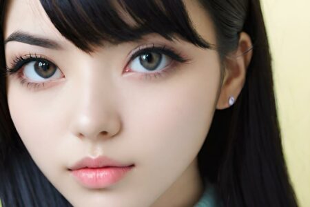 AI girl with black hair wallpaper