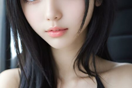 AI girl with black hair wallpaper