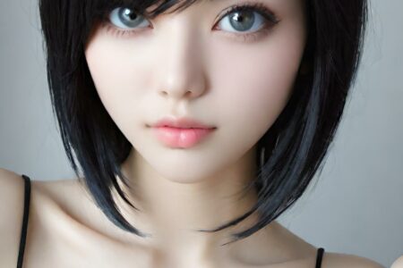 AI girl with black hair wallpaper
