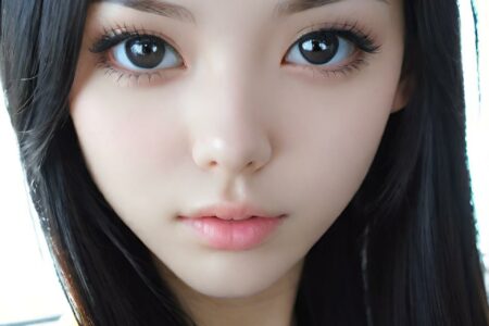 AI girl with black hair wallpaper