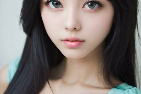 AI girl with black hair wallpaper