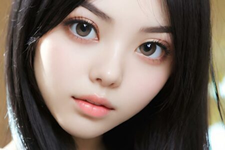 AI girl with black hair wallpaper