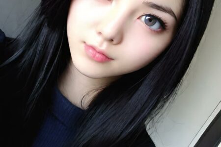 AI girl with black hair wallpaper