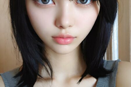 AI girl with black hair wallpaper