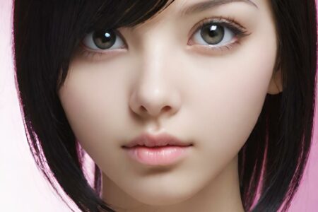 AI girl with black hair wallpaper
