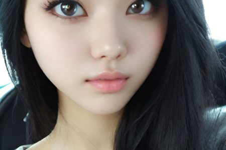 AI girl with black hair wallpaper