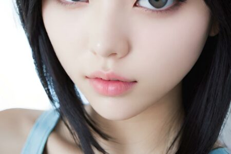 AI girl with black hair wallpaper