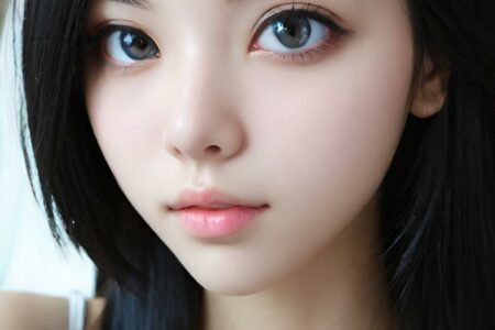 AI girl with black hair wallpaper