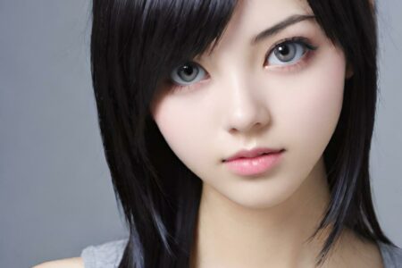 AI girl with black hair wallpaper
