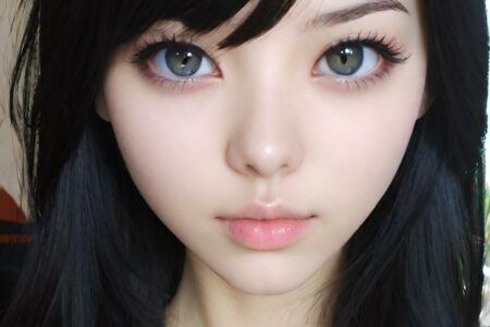 AI girl with black hair wallpaper