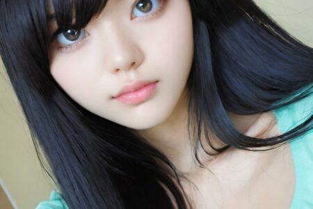 AI girl with black hair wallpaper
