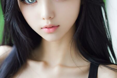 AI girl with black hair wallpaper