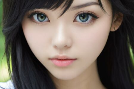 AI girl with black hair wallpaper