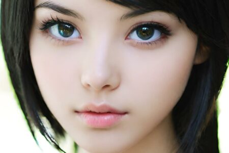 AI girl with black hair wallpaper