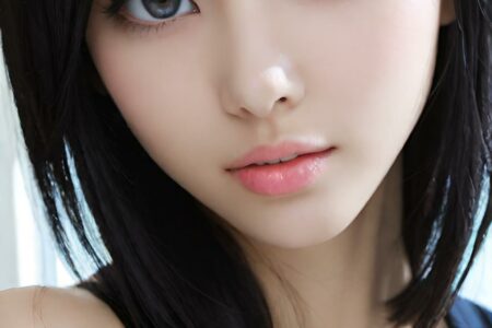 AI girl with black hair wallpaper