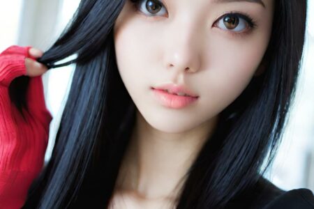 AI girl with black hair wallpaper