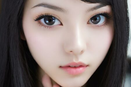 AI girl with black hair wallpaper
