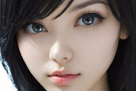 AI girl with black hair wallpaper