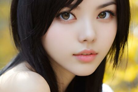 AI girl with black hair wallpaper