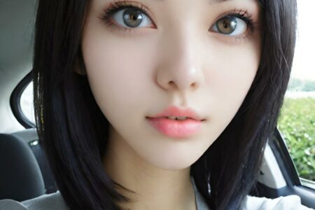 AI girl with black hair wallpaper