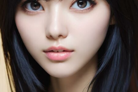 AI girl with black hair wallpaper