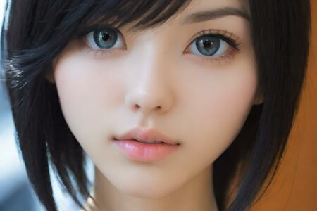 AI girl with black hair wallpaper
