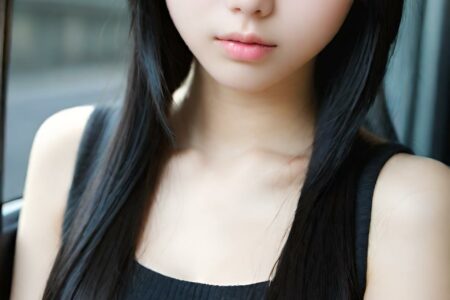 AI girl with black hair wallpaper
