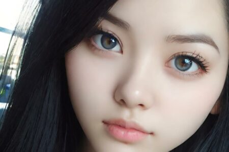 AI girl with black hair wallpaper