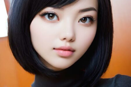 AI girl with black hair wallpaper