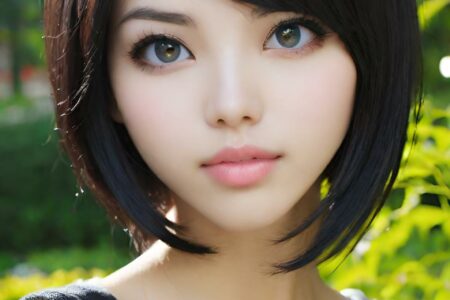 AI girl with black hair wallpaper