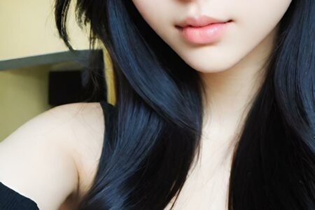 AI girl with black hair wallpaper