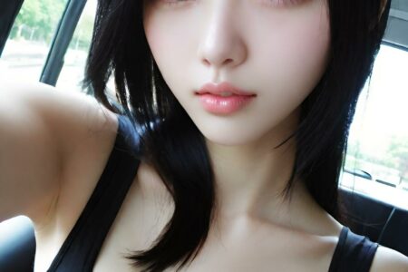 AI girl with black hair wallpaper