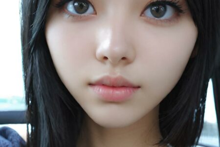AI girl with black hair wallpaper