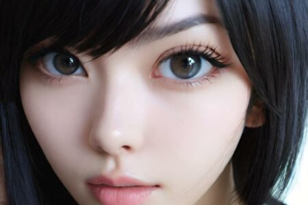 AI girl with black hair wallpaper