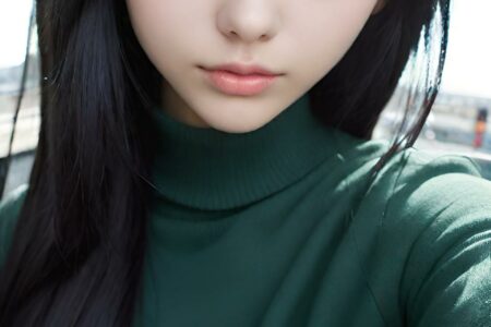 AI girl with black hair wallpaper