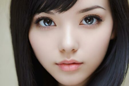 AI girl with black hair wallpaper
