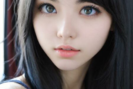 AI girl with black hair wallpaper