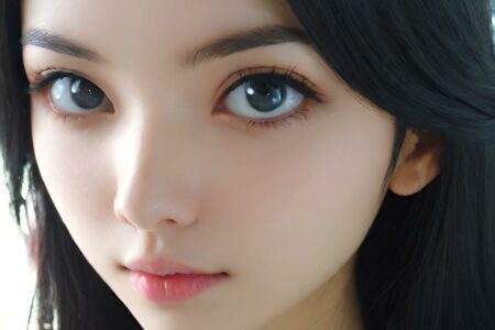 AI girl with black hair wallpaper