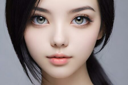 AI girl with black hair wallpaper