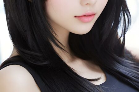 AI girl with black hair wallpaper
