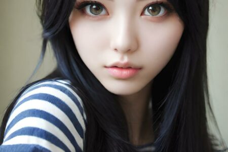 AI girl with black hair wallpaper
