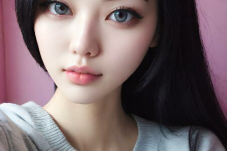 AI girl with black hair wallpaper