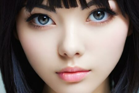 AI girl with black hair wallpaper