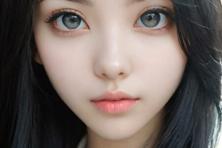 AI girl with black hair wallpaper