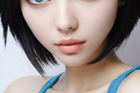 AI girl with black hair wallpaper