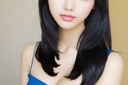 AI girl with black hair wallpaper