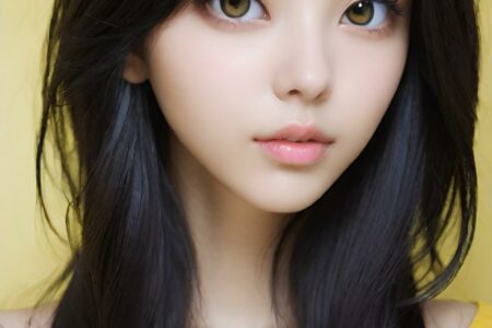 AI girl with black hair wallpaper