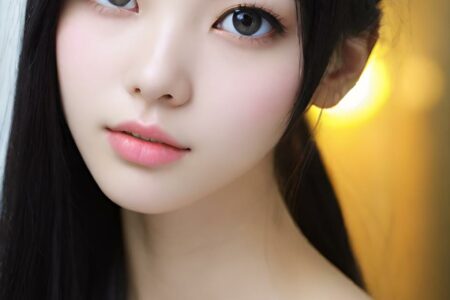AI girl with black hair wallpaper