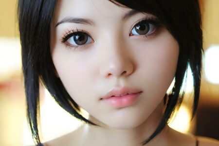 AI girl with black hair wallpaper