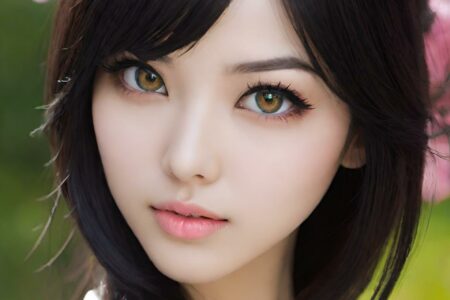 AI girl with black hair wallpaper